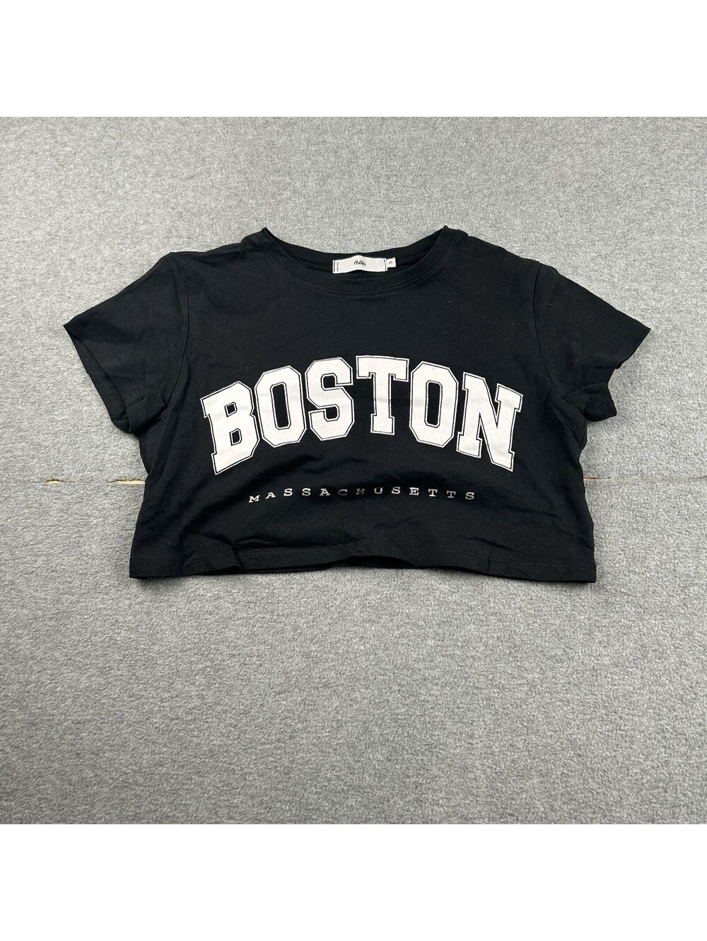 Adika Boston Massachusetts Graphic Crop Tee Pink Black/white Size S